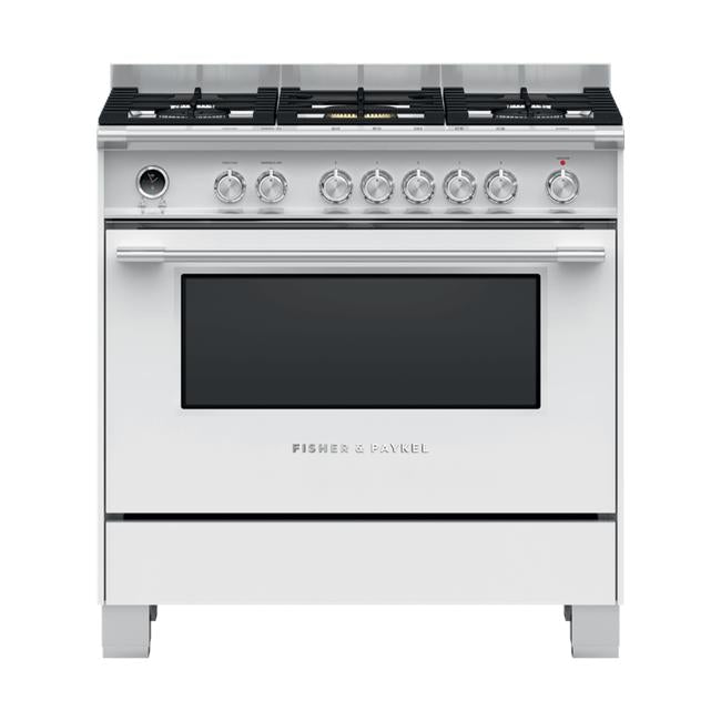 Fisher & Paykel Freestanding Cooker, Dual Fuel, 90cm, 5 Burners, Self-cleaning OR90SCG6W1