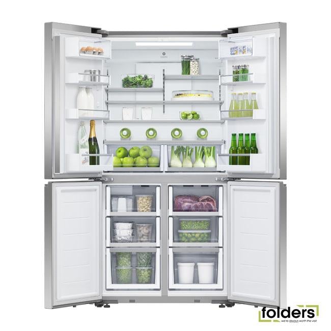 Freestanding Quad Door Refrigerator Freezer, 90.5cm, 605L, Ice & Water - Folders
