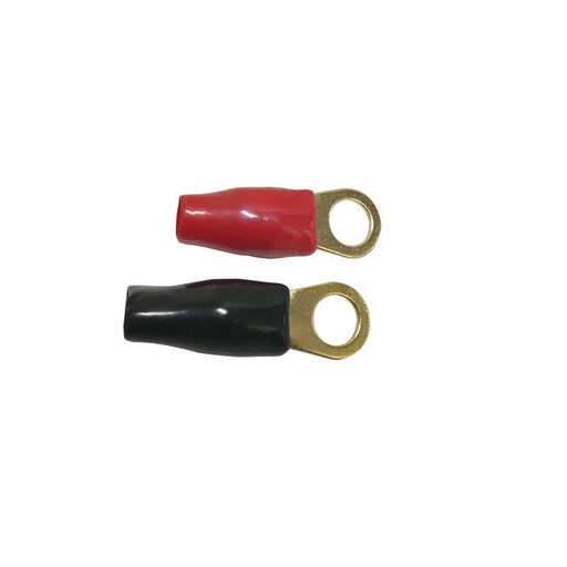 Gold Plated Crimp Connector 8.5mm Eye Red & Black Pair - Folders