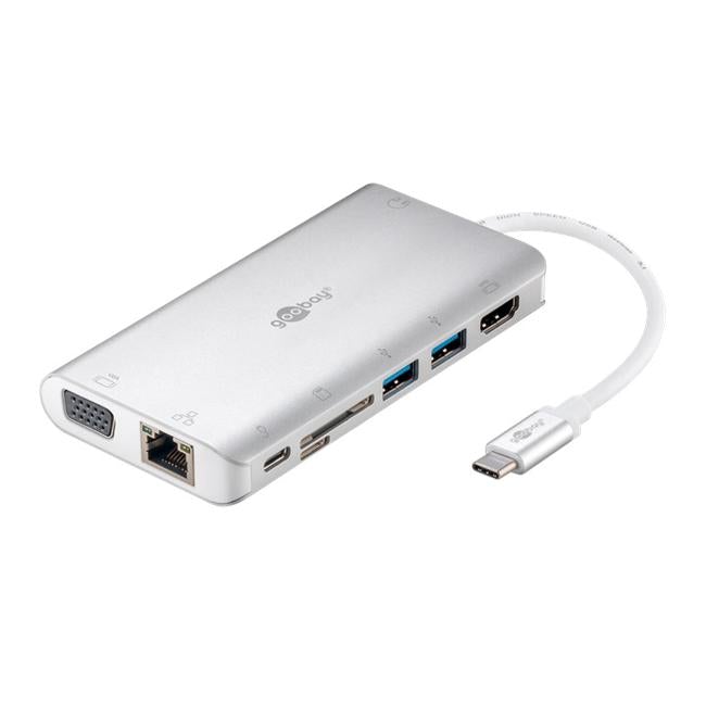 Goobay USB-C ADAP/HDMI+2xUSB3.0+CR+C+RJ45+VGA SILVER
