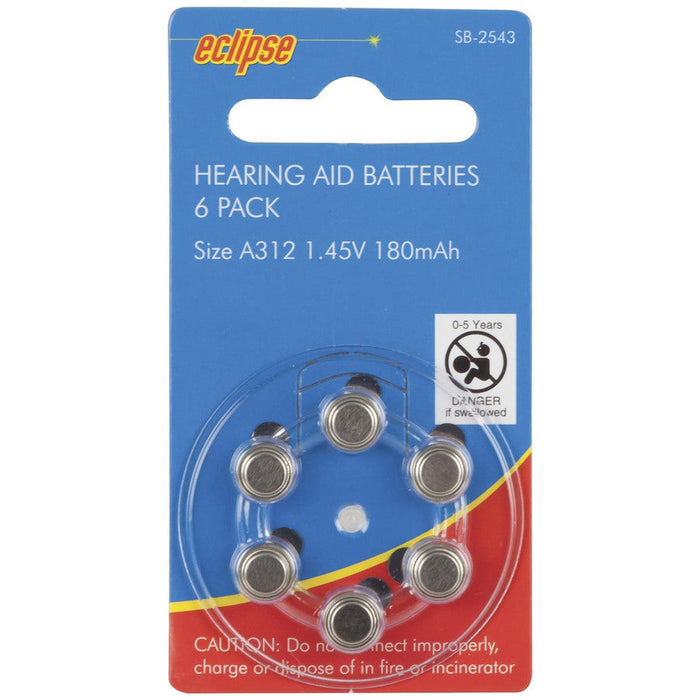 Hearing Aid Batteries A312 180mAh 6 pack - Folders