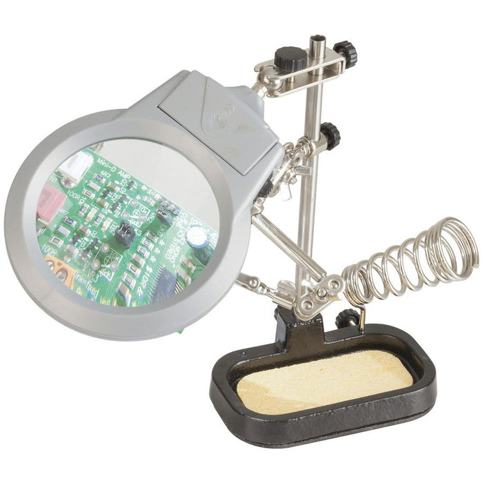 Holder PCB with LED Magnifier and Soldering Iron Stand - Folders