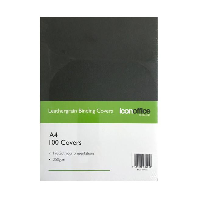 Icon Binding Covers A4 Black 250gsm Pack of 100