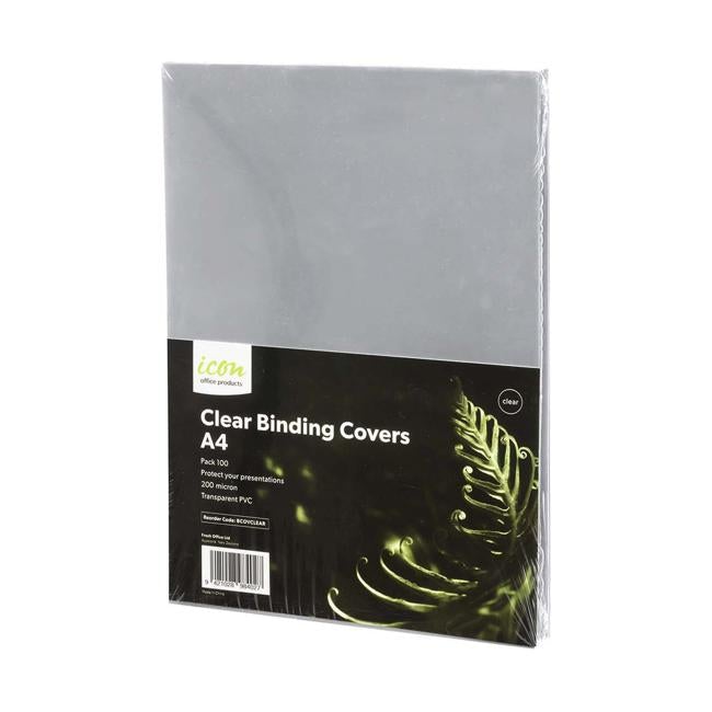 Icon Binding Covers A4 Clear 200mic Pack of 100