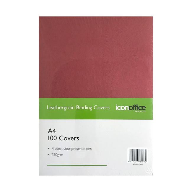 Icon Binding Covers A4 Red 250gsm Pack of 100