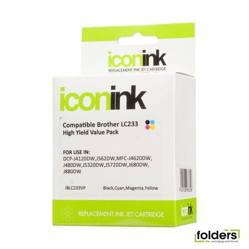 Icon Compatible Brother LC233 B/C/M/Y Value Pack - Folders