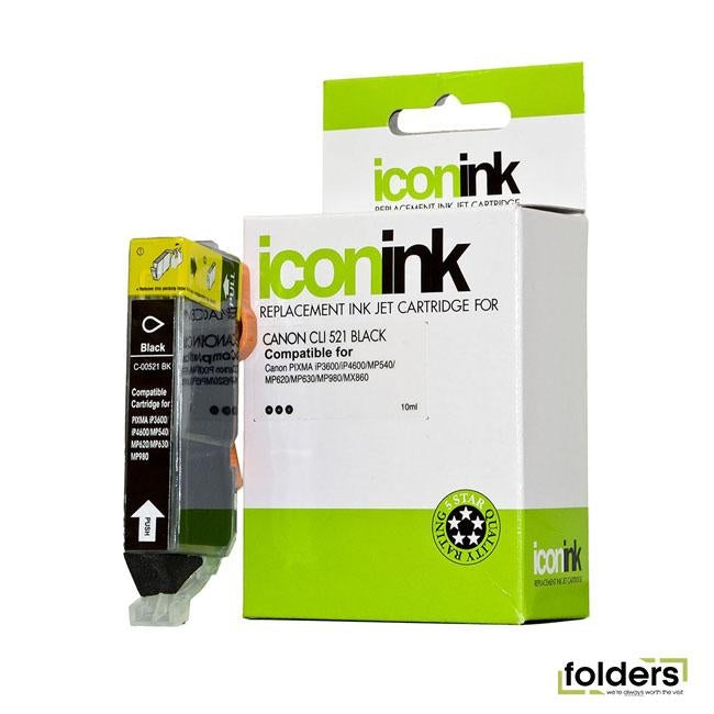 Icon Compatible Canon CLi-521 Black Ink Cartridge - Folders