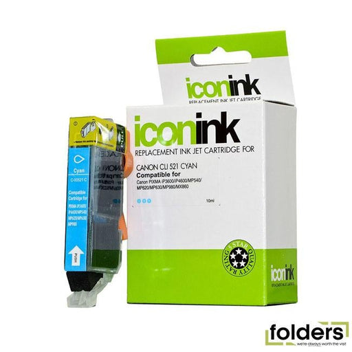 Icon Compatible Canon CLi-521 Cyan Ink Cartridge - Folders