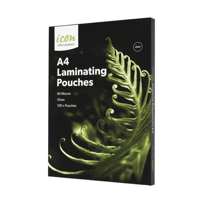 Icon Laminating Pouches A4 Gloss 80mic Pack of 100