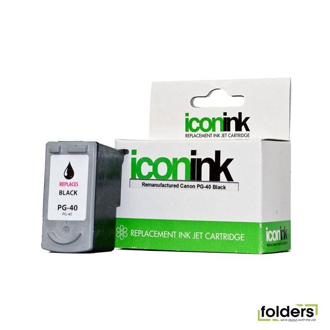 Icon Remanufactured Canon PG40 Black Ink Cartridge - Folders