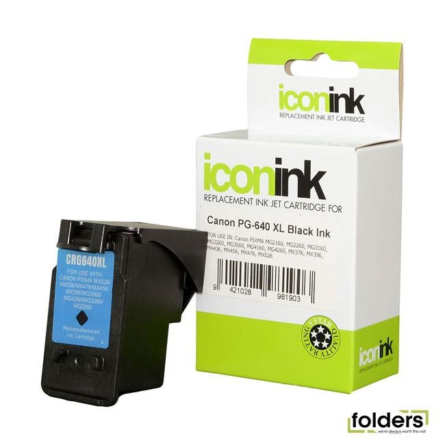 Icon Remanufactured Canon PG640 XL Black Ink Cartridge - Folders