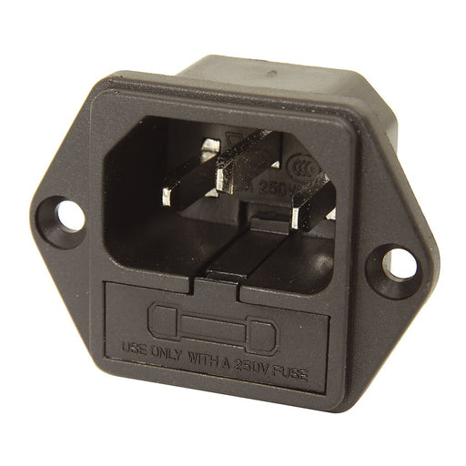 IEC Male Chassis Power Plug with Fuseholder - Folders