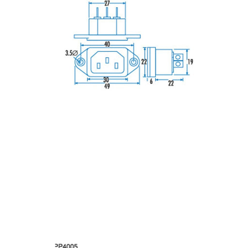 IEC320 Male Chassis Power Plug - Folders