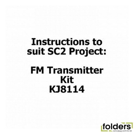 Instructions for mini-mitter fm transmitter kit - kj8114 - Folders