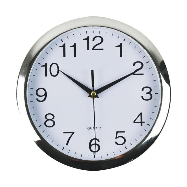 Italplast Wall Clock 26cm Chrome White