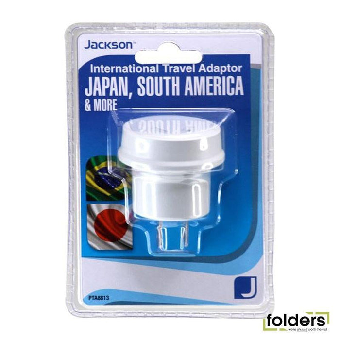 JACKSON Outbound Travel Adaptor. Converts NZ/AUS Plugs for use in - Folders
