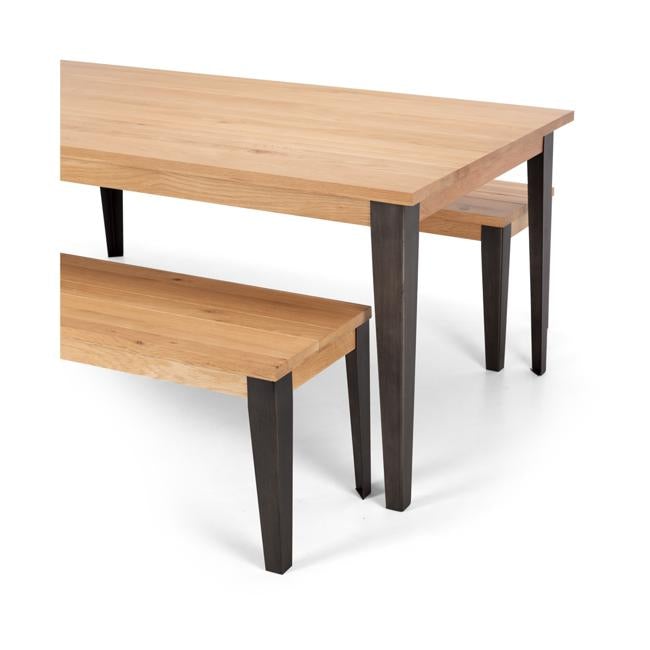 Karel Bench - Solid Oak with Steel Legs