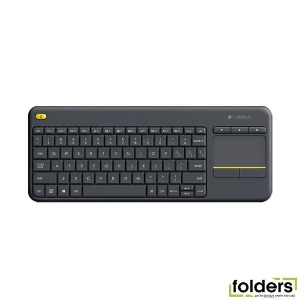 Logitech K400 Plus Wireless Keyboard with Touch Pad Black - Folders