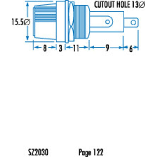 Low Voltage 10A M205 Panel Mount Fuse Holder - Folders