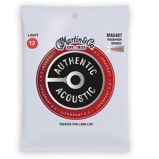 Martin Lifespan Treated Phosphor Bronze Authentic Acoustic Guitar Strings Light 12-54 MA540T