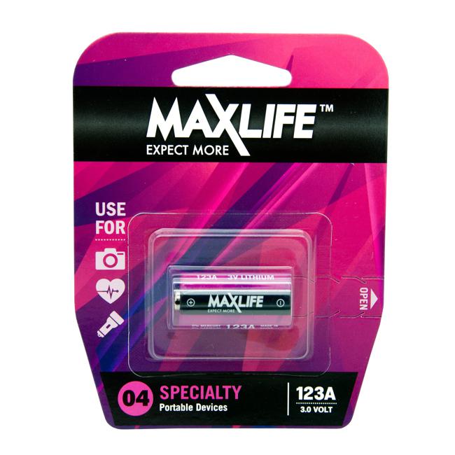 Maxlife 123A Lithium 3V Battery. 1Pk.