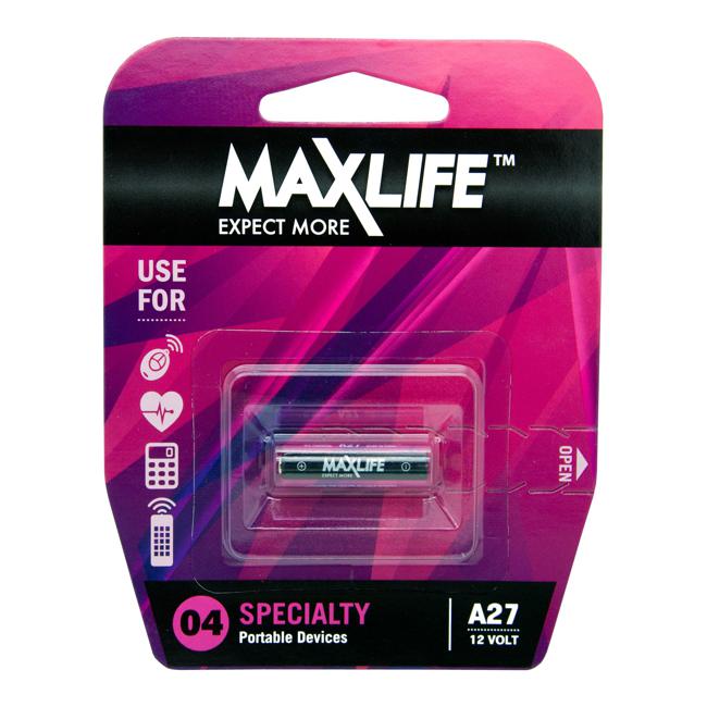 Maxlife A27 Alkaline 12V Battery. 1Pk.