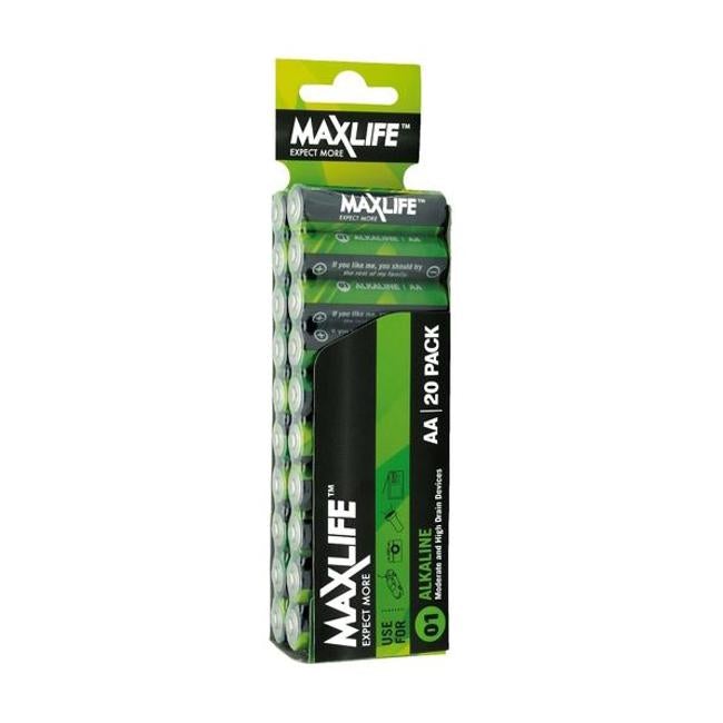 Maxlife AA Alkaline Battery 20 Pack Long Lasting Alkaline Formula.
