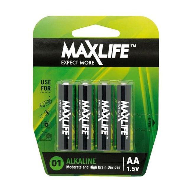 Maxlife AA Alkaline Battery 4 Pack Long Lasting Alkaline Formula.