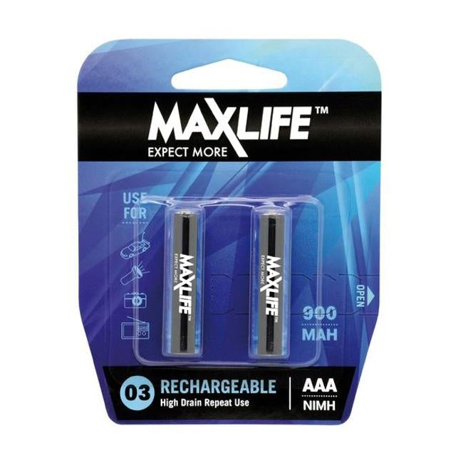 Maxlife AAA Rechargeable Battery Nimh 900Mah. 2Pk.