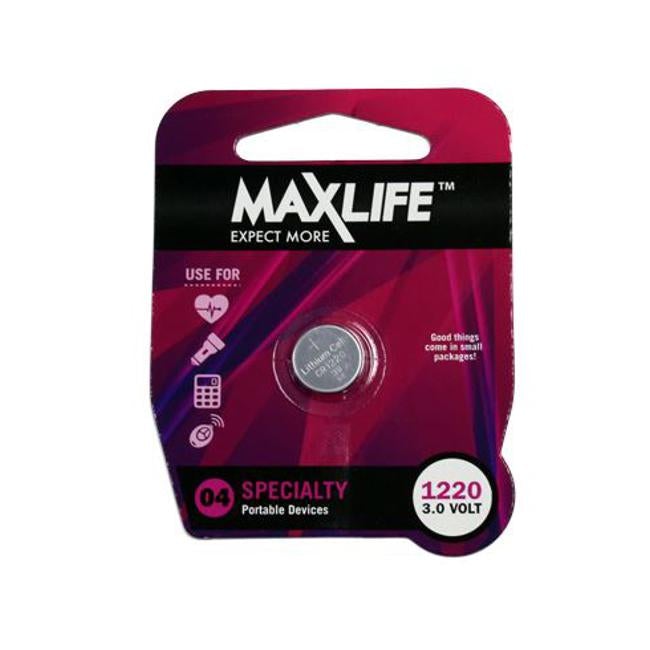 Maxlife Cr1220 Lithium Button Cell Battery. 1Pk.