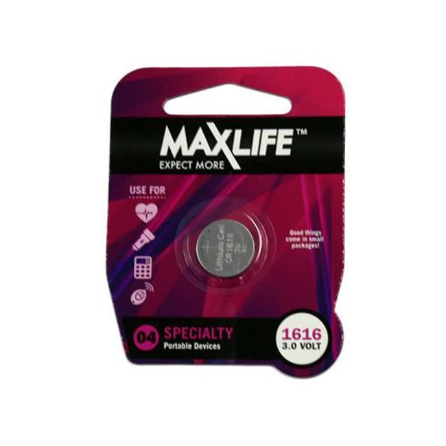 Maxlife Cr1616 Lithium Button Cell Battery. 1Pk.