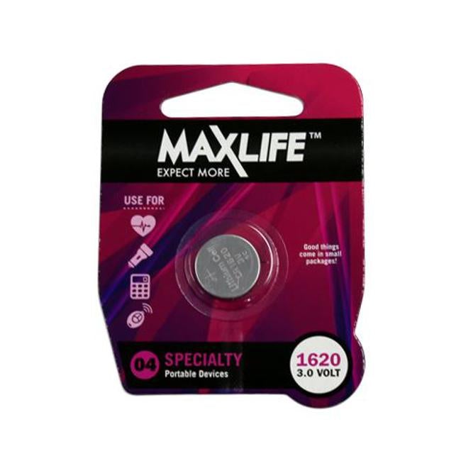 Maxlife Cr1620 Lithium Button Cell Battery. 1Pk.