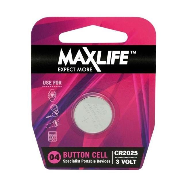 Maxlife Cr2025 Lithium Button Cell Battery. 1Pk.