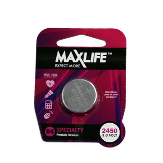 Maxlife Cr2450 Lithium Button Cell Battery. 1Pk.
