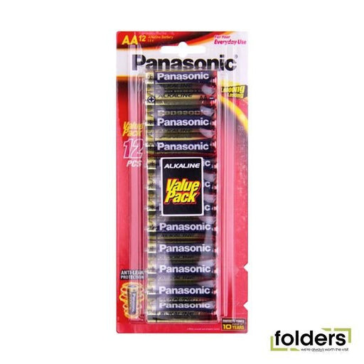 Panasonic AA Alkaline Battery 12 Pack - Folders