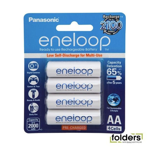 Panasonic Eneloop AA Rechargeable Battery 4 Pack - Folders