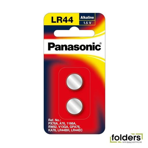 Panasonic LR44 Micro Alkaline Calculator Coin Battery 2 Pack - Folders