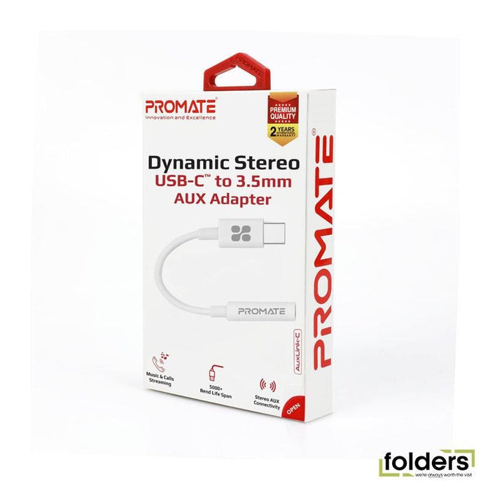 PROMATE Dynamic Stereo USB-C to 3.5mm AUX Adapter. Digital to - Folders