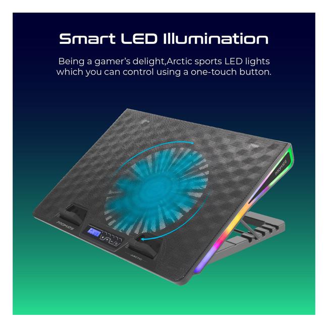 Promate Gaming Portable Height Adjustable Rgb Led Cooling Pad-Folders