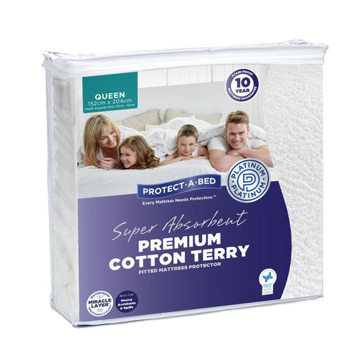Protect-A-Bed Premium Cotton Terry Long Single Mattress Protector-Folders