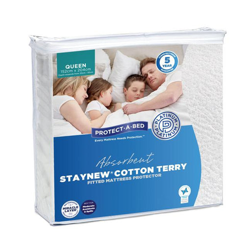 Protect-A-Bed StayNew Cotton Terry Single Mattress Protector-Folders