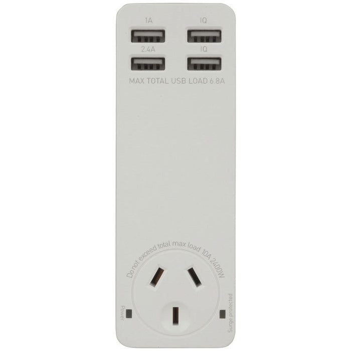Quad USB Charger with Mains Socket - Folders