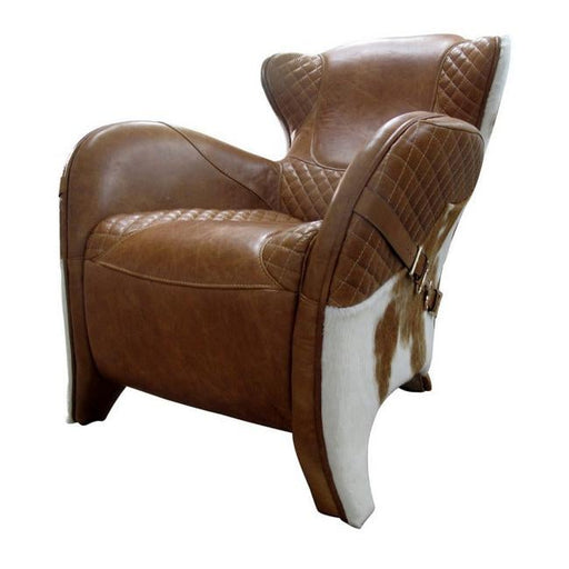 Rembrandt Rodeo Single Chair Columbia Brown W/Cow Skin AF2107-Folders