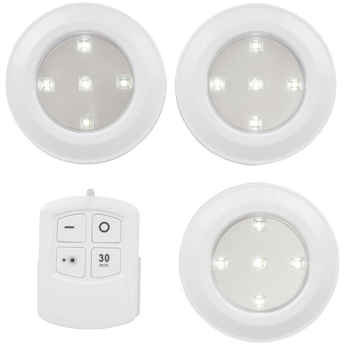 Remote Controlled LED Puck Light Triple Pack - Folders