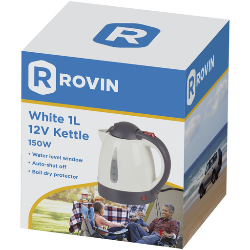 Rovin 12V White Kettle - 1L - Folders