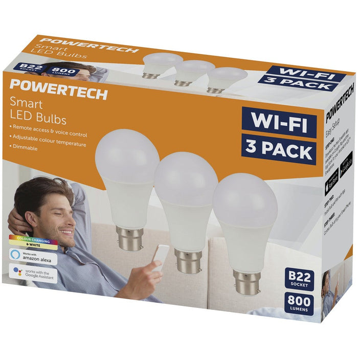 Smart Wi-Fi LED Bulb with Colour Change with Bayonet Light Fitting Pack of 3 - Folders
