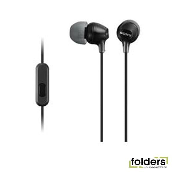 Sony MDREX15AP In Ear Headphones w/Smart Phone Control Black - Folders