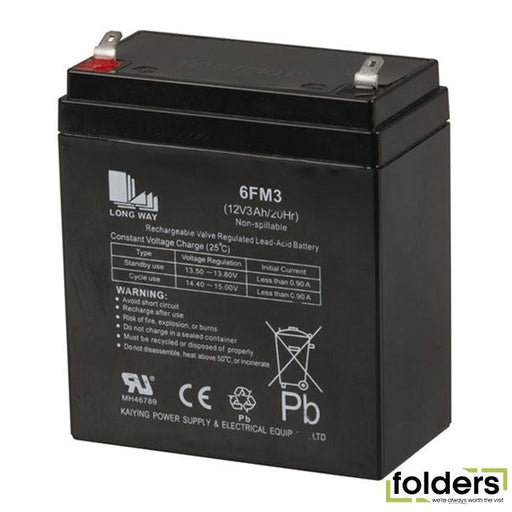 Spare 12v 3ah sla battery to suit am4095/cs2492/97 - Folders