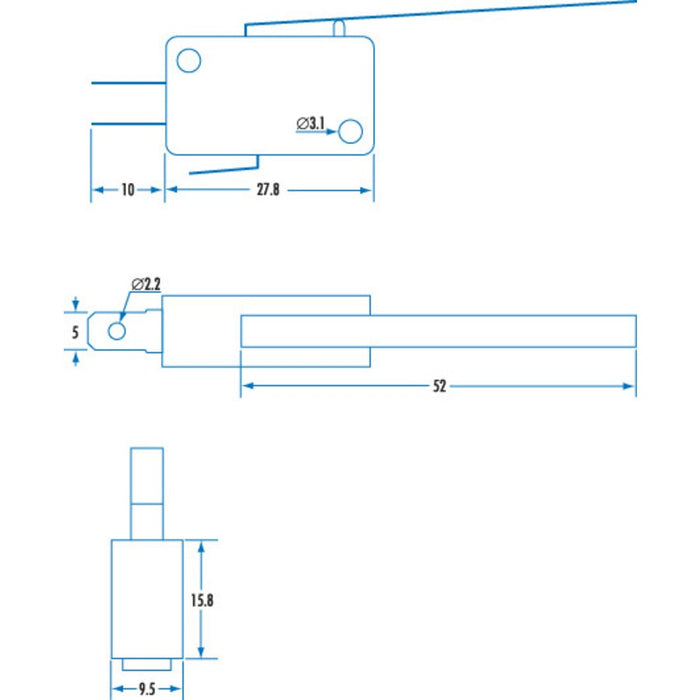 SPDT 250V 5A Standard Micro Switch with Lever - Folders