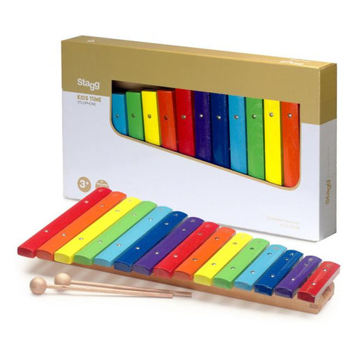 Stagg 15 Key Wooden Xylophone w/Mallets rainbow colour-Folders